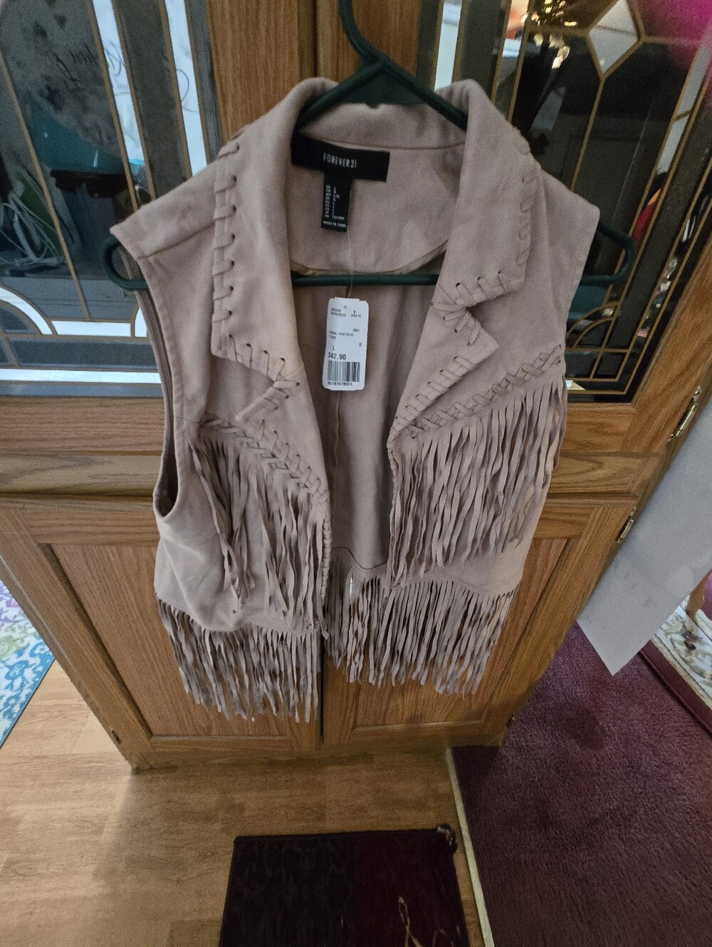 Forever 21 Taupe Fringe Faux Suede-Look Vest